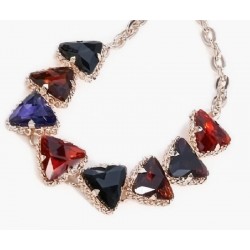 Collar bañado oro rosa piedras colores mujer