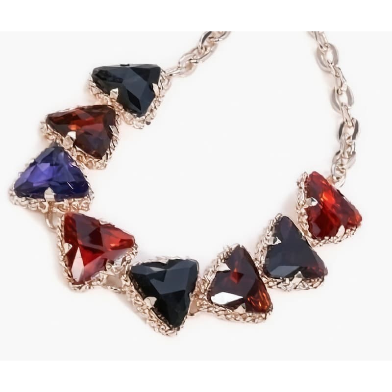 Collar bañado oro rosa piedras colores mujer