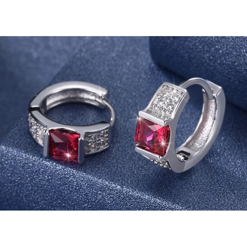 pendientes con piedra roja