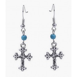 Pendientes chapados en plata con cruz