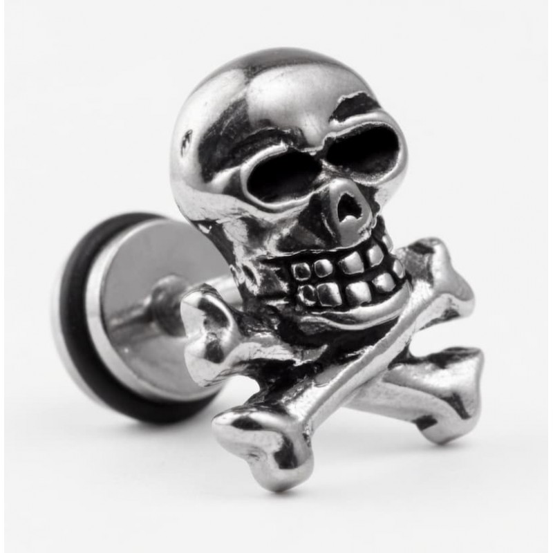 Pendiente individual para hombre de acero inoxidable con diseño de calavera mexicana