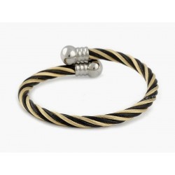 Pulsera para mujer con diseño trenzado en acero inoxidable de dos colores (dorado y plateado)