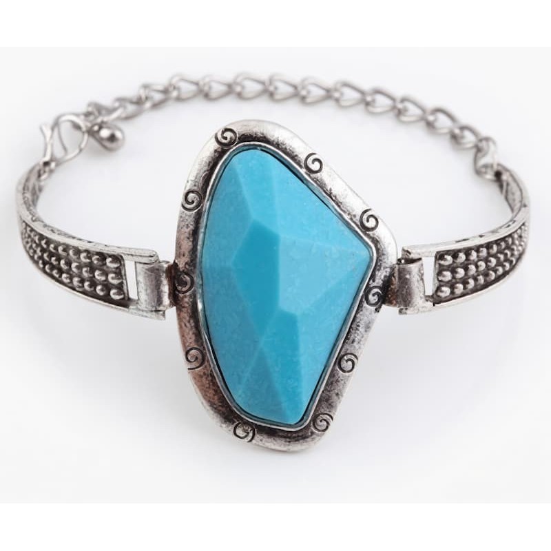 pulsera chapada en plata con piedra turquesa