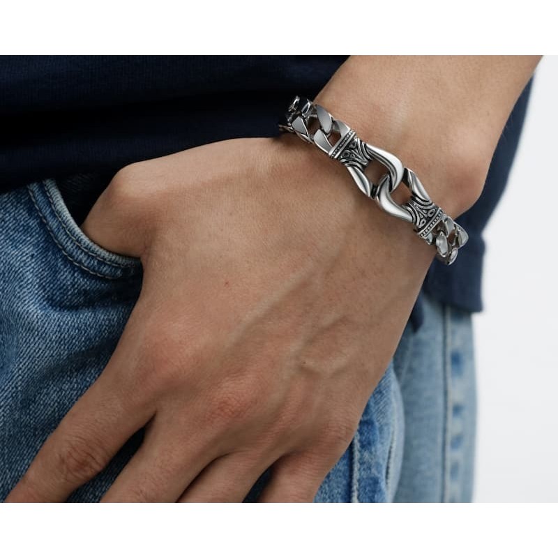 Pulsera vikinga de acero inoxidable para hombres