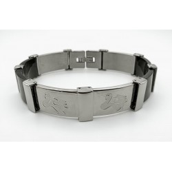 Brazalete hombre acero inoxidable y goma