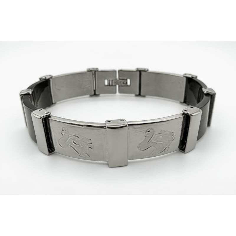 Brazalete hombre acero inoxidable y goma