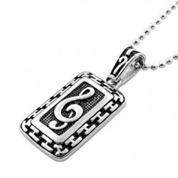 Collar de acero inoxidable-clave de sol