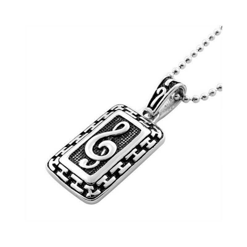 Collar de acero inoxidable-clave de sol