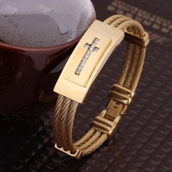 Brazalete de acero inoxidable chapado en oro 18k