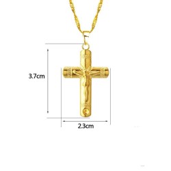 Colgante chapado cruz con cadena 