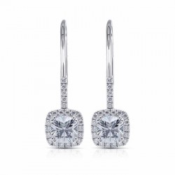 Pendientes de plata de ley 925 con piedra central Moissanita y cristales blancos